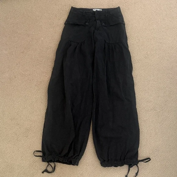 NWOT free people We The Free Black lotus baggy low rise pants size 24W - Picture 4 of 8